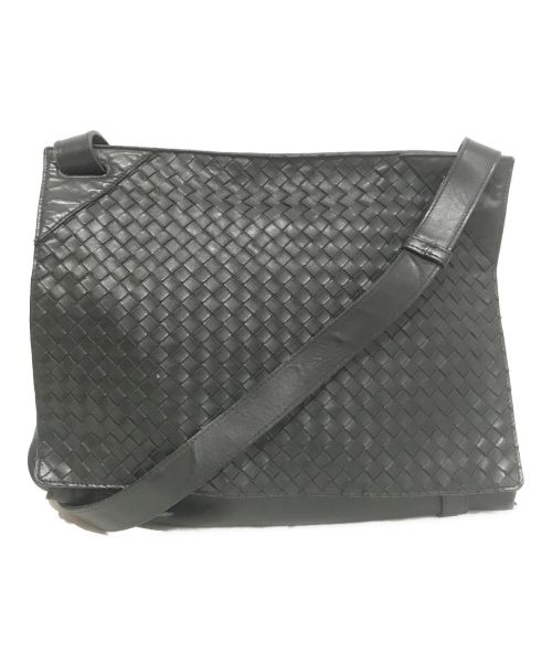 BOTTEGA VENETA（ボッテガベネタ）BOTTEGA VENETA (ボッテガベネタ) イントレチャート メッセンジャーバッグ ブラックの古着・服飾アイテム