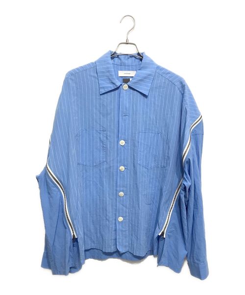 FACETASM（ファセッタズム）FACETASM (ファセッタズム) STRIPED ZIPPER SHIRT ブルー サイズ:4の古着・服飾アイテム