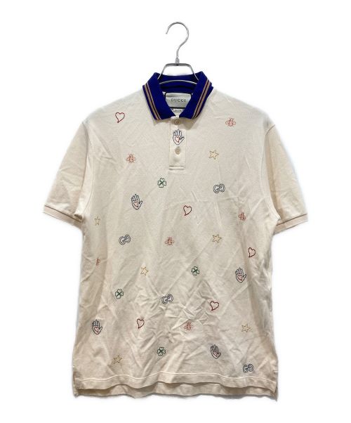 GUCCI（グッチ）GUCCI (グッチ) COTTON POLO W SYMBOLS アイボリー サイズ:Mの古着・服飾アイテム