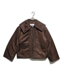 GANNI（ガニー）の古着「Nylon Big Collar Jacket/ナイロンビッグカラージャケット」｜ブラック