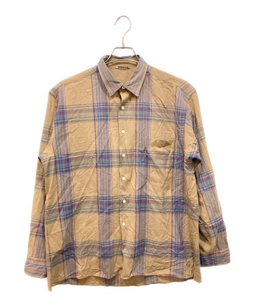 AURALEE（オーラリー）AURALEE (オーラリー) SUPER LIGHT WOOL CHECK SHIRTS ベージュ×ネイビー サイズ:4の古着・服飾アイテム