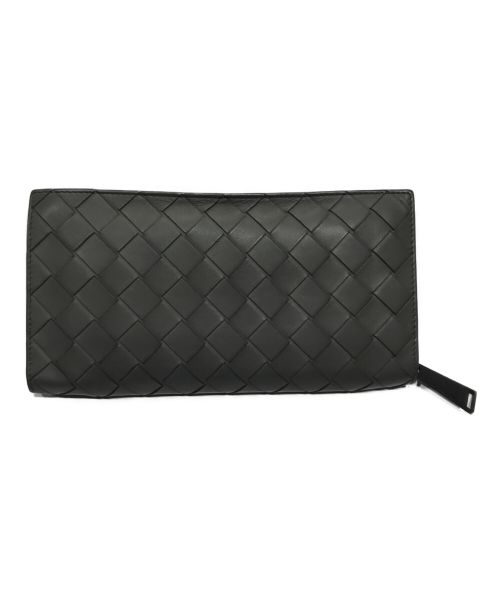 BOTTEGA VENETA（ボッテガベネタ）BOTTEGA VENETA (ボッテガベネタ) カーフレザーイントレチャートラウンドファスナー グレーの古着・服飾アイテム