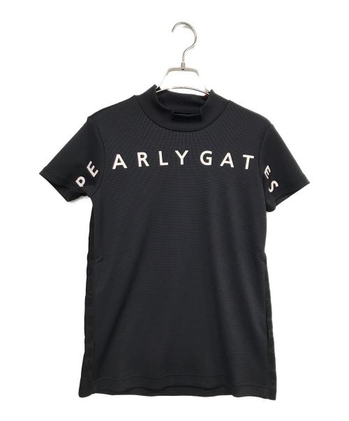 PEARLY GATES（パーリーゲイツ）PEARLY GATES (パーリーゲイツ) ピケワッフル 半袖ハイネックカットソー ブラック 未使用品の古着・服飾アイテム