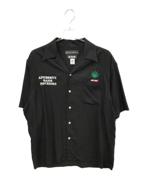 WACKO MARIA（ワコマリア）WACKO MARIA (ワコマリア) 舐達麻 (ナメダルマ) HIGH TIMES (ハイタイムズ) 50'S OPEN COLLAR SHIRT ブラック サイズ:Lの古着・服飾アイテム