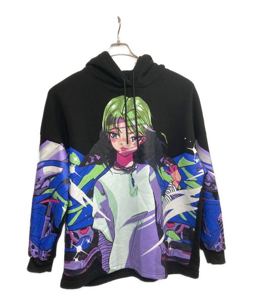 BERSHKA（ベルシュカ）BERSHKA (ベルシュカ) BILLIE EILISH (ビリーアイリッシュ) 裏起毛プルオーバーパーカー ブラック サイズ:M/Lの古着・服飾アイテム