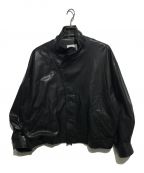 steinシュタイン）の古着「OVER SLEEVE FAKE LEATHER JACKET」｜ブラック