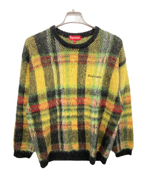 SUPREME（シュプリーム）Supreme (シュプリーム) brushed plaid sweater(ブラッシュド プレイド セーター) イエロー×ブラック サイズ:XLの古着・服飾アイテム