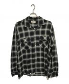 SEDAN  ALL-PURPOSEセダン オールパーパス）の古着「RAYON SHADOW PLAID OPEN COLLAR SHIRT」｜ブラック×グレー