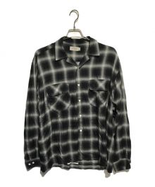 SEDAN  ALL-PURPOSE（セダン オールパーパス）の古着「RAYON SHADOW PLAID OPEN COLLAR SHIRT」｜ブラック×グレー