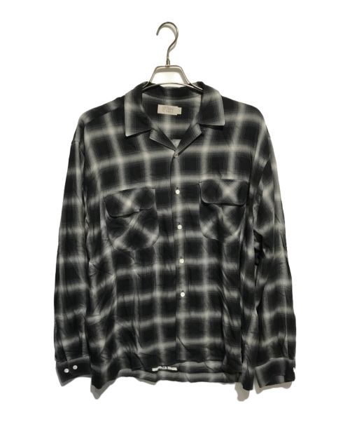 SEDAN  ALL-PURPOSE（セダン オールパーパス）SEDAN  ALL-PURPOSE (セダン オールパーパス) RAYON SHADOW PLAID OPEN COLLAR SHIRT ブラック×グレー サイズ:Lの古着・服飾アイテム