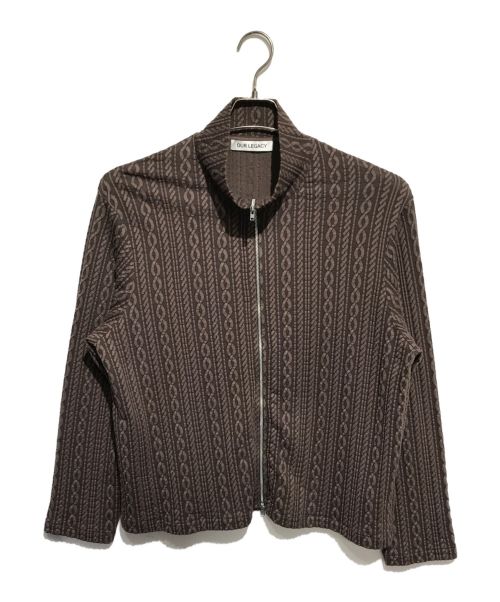 OUR LEGACY（アワーレガシー）OUR LEGACY (アワーレガシー) SHRUNKEN FULLZIP Indulgent Choco Cable Jacquard ブラウン サイズ:48の古着・服飾アイテム