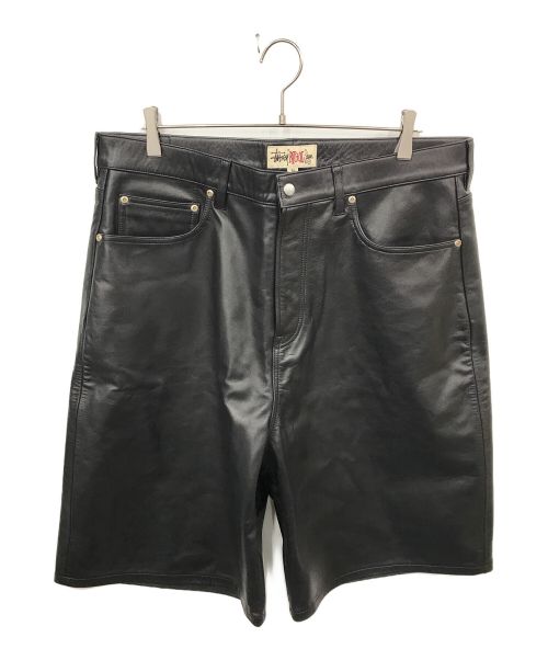 stussy（ステューシー）stussy (ステューシー) BIG OL' SHORT LEATHER ブラック サイズ:36の古着・服飾アイテム