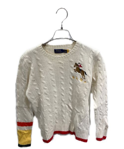 POLO RALPH LAUREN（ポロ・ラルフローレン）POLO RALPH LAUREN (ポロ・ラルフローレン) RLNYカシミヤ混 ケーブルニット ホワイト サイズ:Sの古着・服飾アイテム