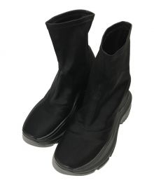 YELLO（イエロー）の古着「TOKYO BLACK WEDGE HEEL SHORT BOOTS」｜ブラック