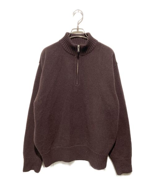 YOKE（ヨーク）YOKE (ヨーク) HALF ZIP PULLOVER SWEATER ニット ブラウン サイズ:3の古着・服飾アイテム