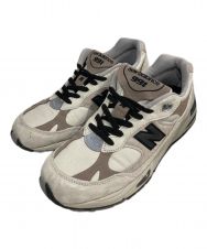 NEW BALANCE (ニューバランス) M991WIN ローカットスニーカー グレー×ライトピンク サイズ:UK7 1/2