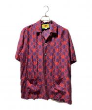 GUCCI (グッチ) adidas (アディダス) Macro GG Bowling Shirt "Purple/Red" パープル×レッド サイズ:48 未使用品