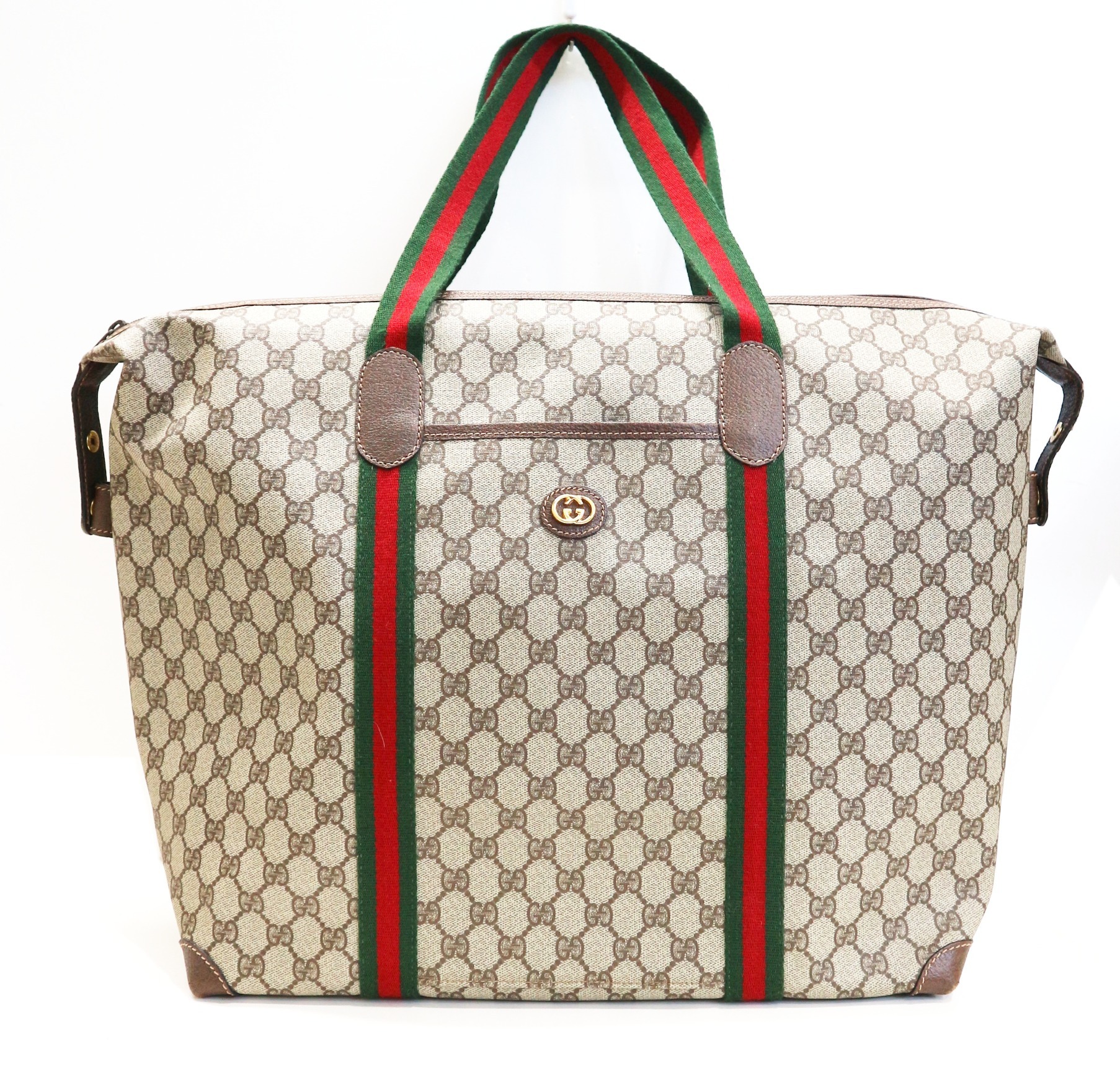 中古 古着通販 Gucci グッチ Old Gg柄ラージサイズビッグトートバッグ ベージュ 012 39 6211 9411 シェリーライン オールドグッチ イタリア製 ブランド 古着通販 トレファク公式 Trefac Fashion