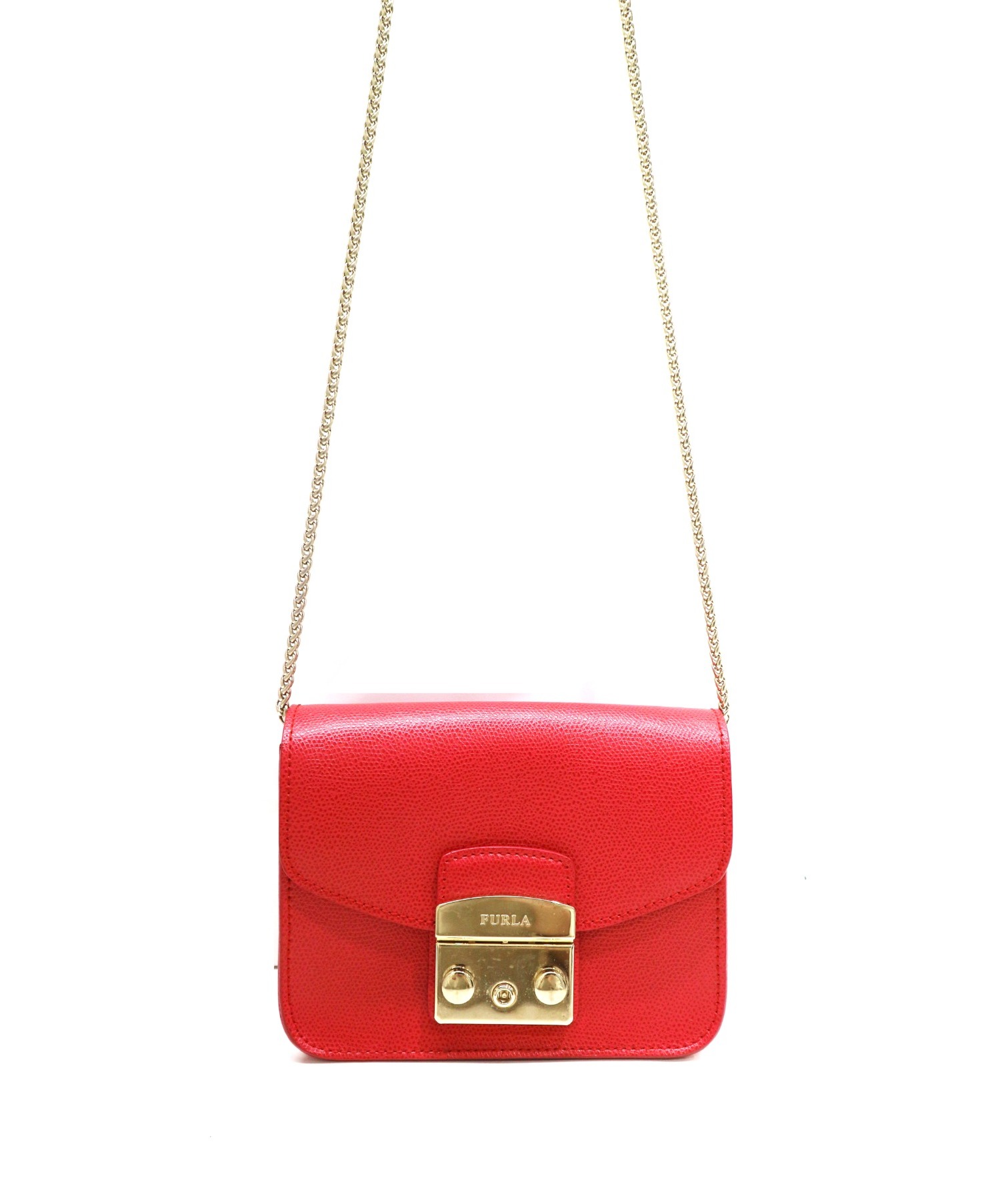 中古 古着通販 Furla フルラ メトロポリスレザーミニショルダーバッグ レッド G6400 Metropolis メトロポリス ブランド 古着通販 トレファク公式 Trefac Fashion