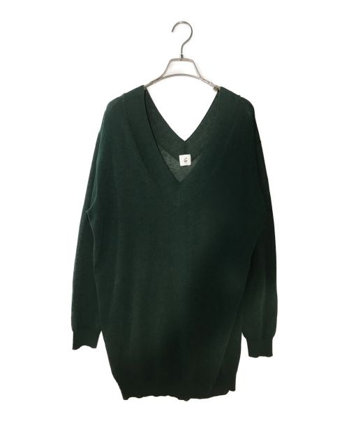 6(ROKU) BEAUTY&YOUTH（ロク ビューティーアンドユース）6(ROKU) BEAUTY&YOUTH (ロク ビューティーアンドユース) OVER V NECK KNIT グリーン サイズ:FREEの古着・服飾アイテム