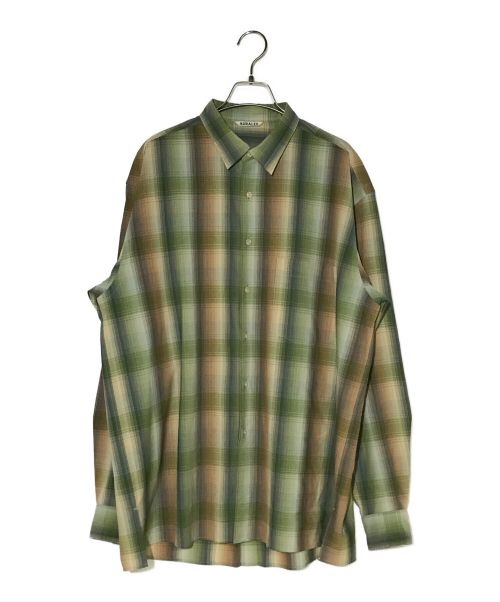 AURALEE（オーラリー）AURALEE (オーラリー) SUPER LIGHT WOOL CHECK SHIRTS グリーン サイズ:5の古着・服飾アイテム