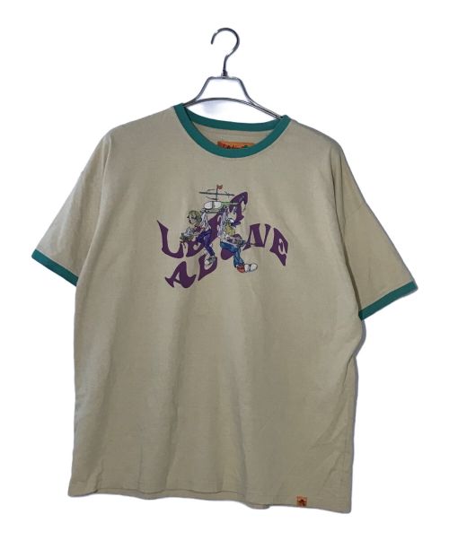 Left Alone（レフトアローン）Left Alone (レフトアローン) プリントTシャツ ベージュ サイズ:Ｌの古着・服飾アイテム