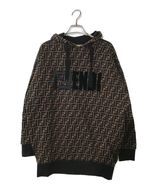 FENDI（フェンディ）FENDI (フェンディ) ロゴ刺繍ズッカ柄ラインパーカー ブラック サイズ:XXSの古着・服飾アイテム