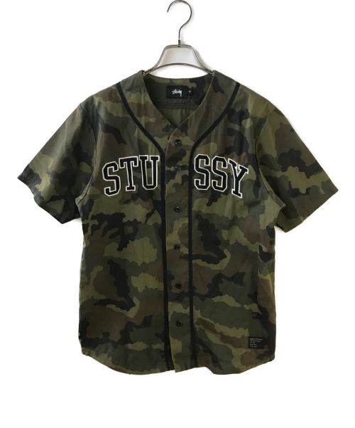 stussy（ステューシー）stussy (ステューシー) カモ柄ベースボールシャツ グリーン サイズ:Ｍの古着・服飾アイテム