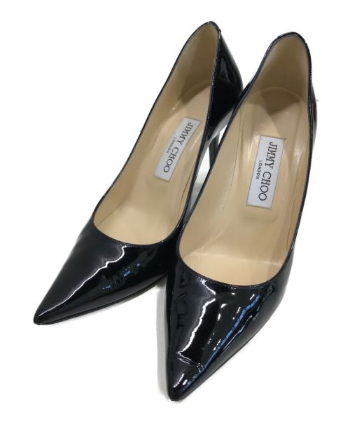 JIMMY CHOO（ジミーチュウ）JIMMY CHOO (ジミーチュウ) AGNES エナメルポインテッドトゥパンプス ブラック サイズ:23.5cmの古着・服飾アイテム