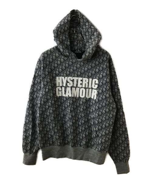 Hysteric Glamour（ヒステリックグラマー）Hysteric Glamour (ヒステリックグラマー) DOPE柄パーカー グレー×ネイビー サイズ:Mの古着・服飾アイテム