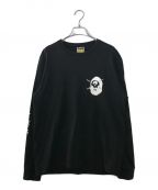 BAPE BY A BATHING APE×stussyベイプバイアベイシングエイプ×ステューシー）の古着「ロングスリーブカットソー」｜ブラック