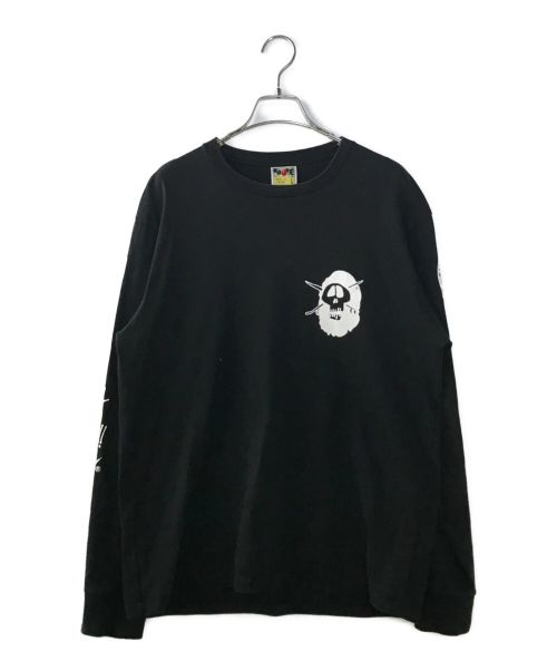 BAPE BY A BATHING APE（ベイプバイアベイシングエイプ）BAPE BY A BATHING APE (ベイプバイアベイシングエイプ) stussy (ステューシー) ロングスリーブカットソー ブラック サイズ:Lの古着・服飾アイテム