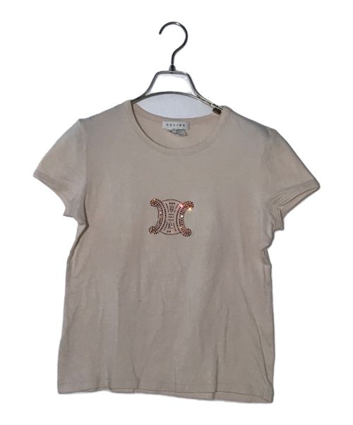 CELINE（セリーヌ）CELINE (セリーヌ) スタッズロゴTシャツ ライトピンク サイズ:Ｌの古着・服飾アイテム