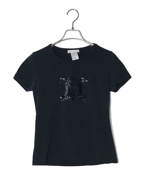 CELINE（セリーヌ）CELINE (セリーヌ) スパンコールロゴTシャツ ブラック サイズ:Ｍの古着・服飾アイテム