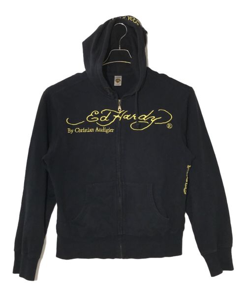 Ed Hardy（エド ハーディー）ED HARDY (エド ハーディー) ジップパーカー ブラック サイズ:Lの古着・服飾アイテム