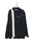 CULLNIクルニ）の古着「Double Satin Bio Color Zip Shirt」｜ブラック