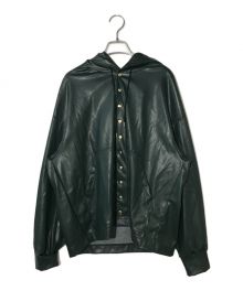 CULLNI（クルニ）の古着「Faux Leather Dot Button Hoodie Blouson」｜グリーン