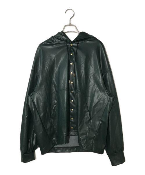 CULLNI（クルニ）CULLNI (クルニ) Faux Leather Dot Button Hoodie Blouson グリーン サイズ:Lの古着・服飾アイテム