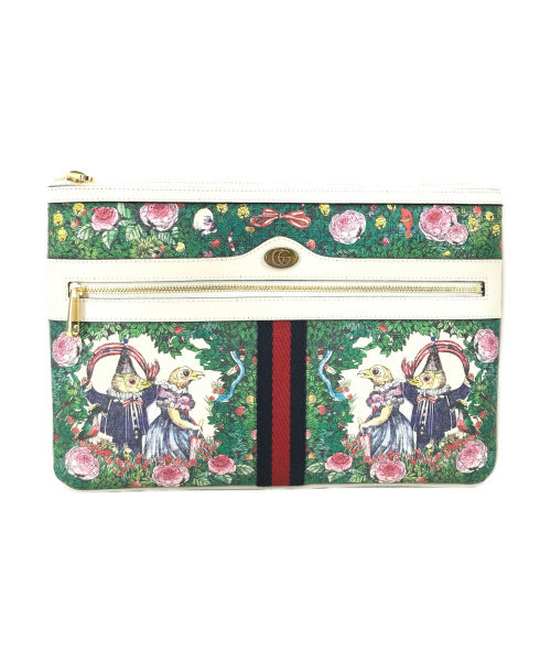 中古 古着通販 Gucci グッチ コラボクラッチバッグ ベージュ グリーン シェリーライン 2184 ブランド 古着通販 トレファク公式 Trefac Fashion