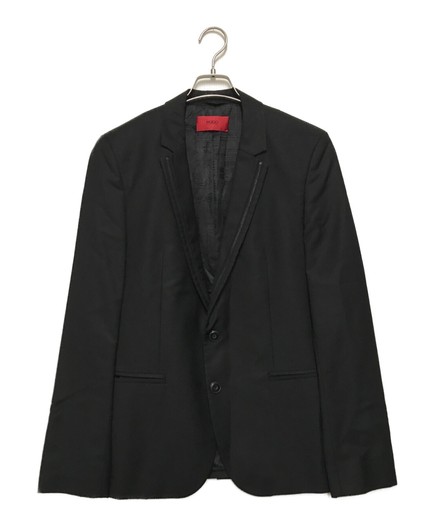 HUGO BOSS (ヒューゴ ボス) ジップデザインテーラードジャケット ブラック サイズ:46