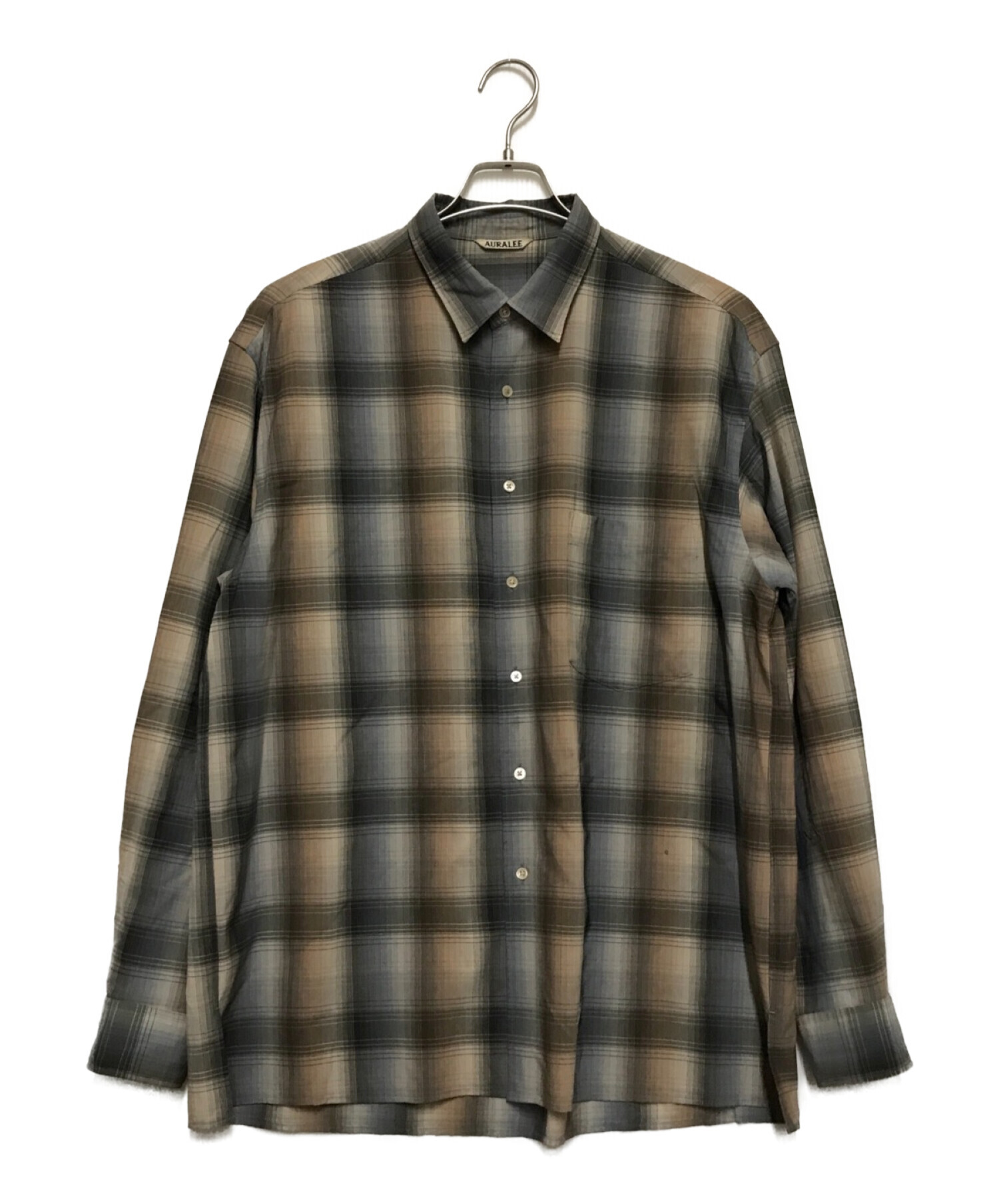 AURALEE (オーラリー) SUPER LIGHT WOOL CHECK SHIRTS ブラウン×グレー サイズ:5