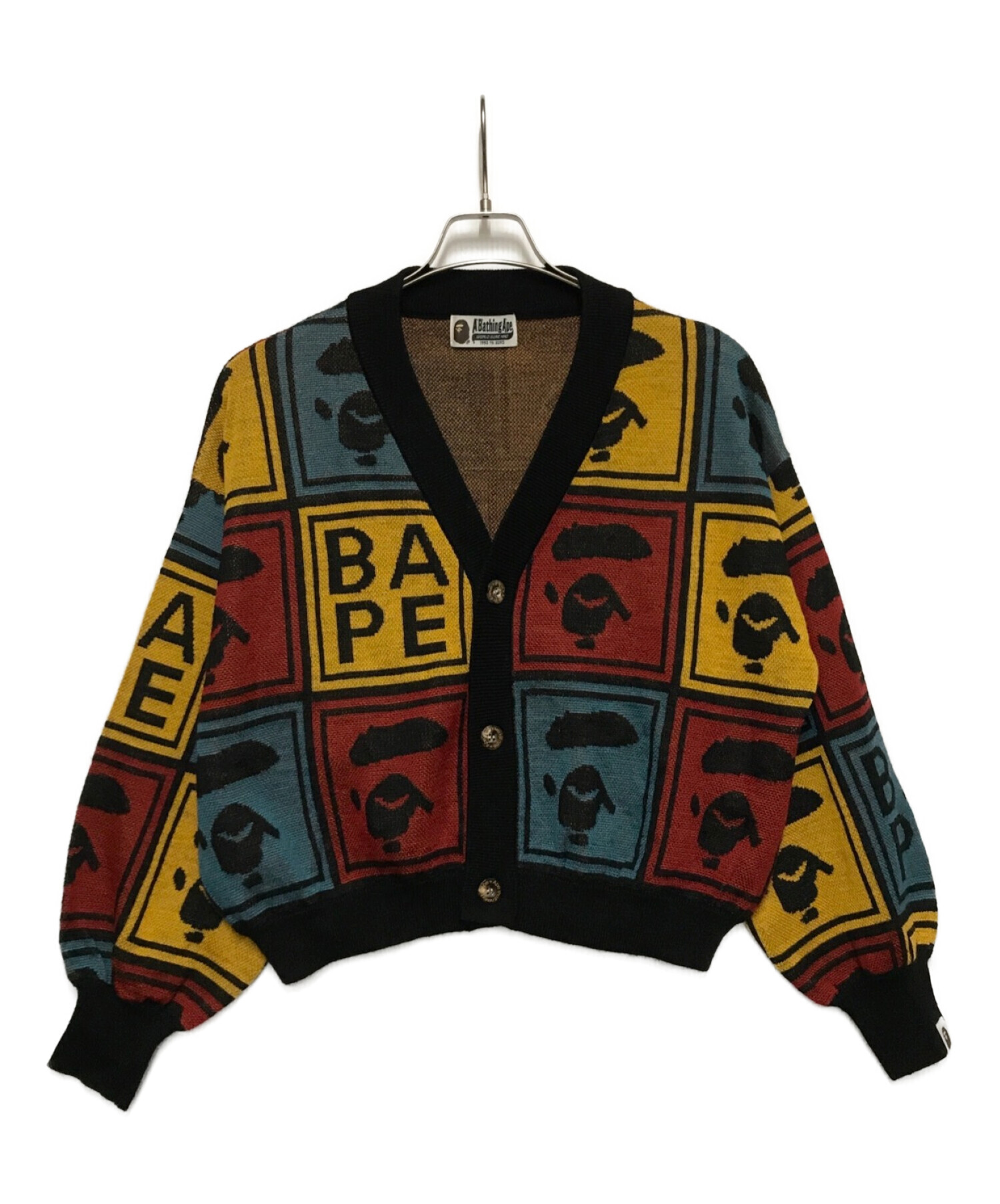 A BATHING APE (ア ベイシング エイプ) APE FACE CROPPED KNIT CARDIGAN マルチカラー サイズ:FREE