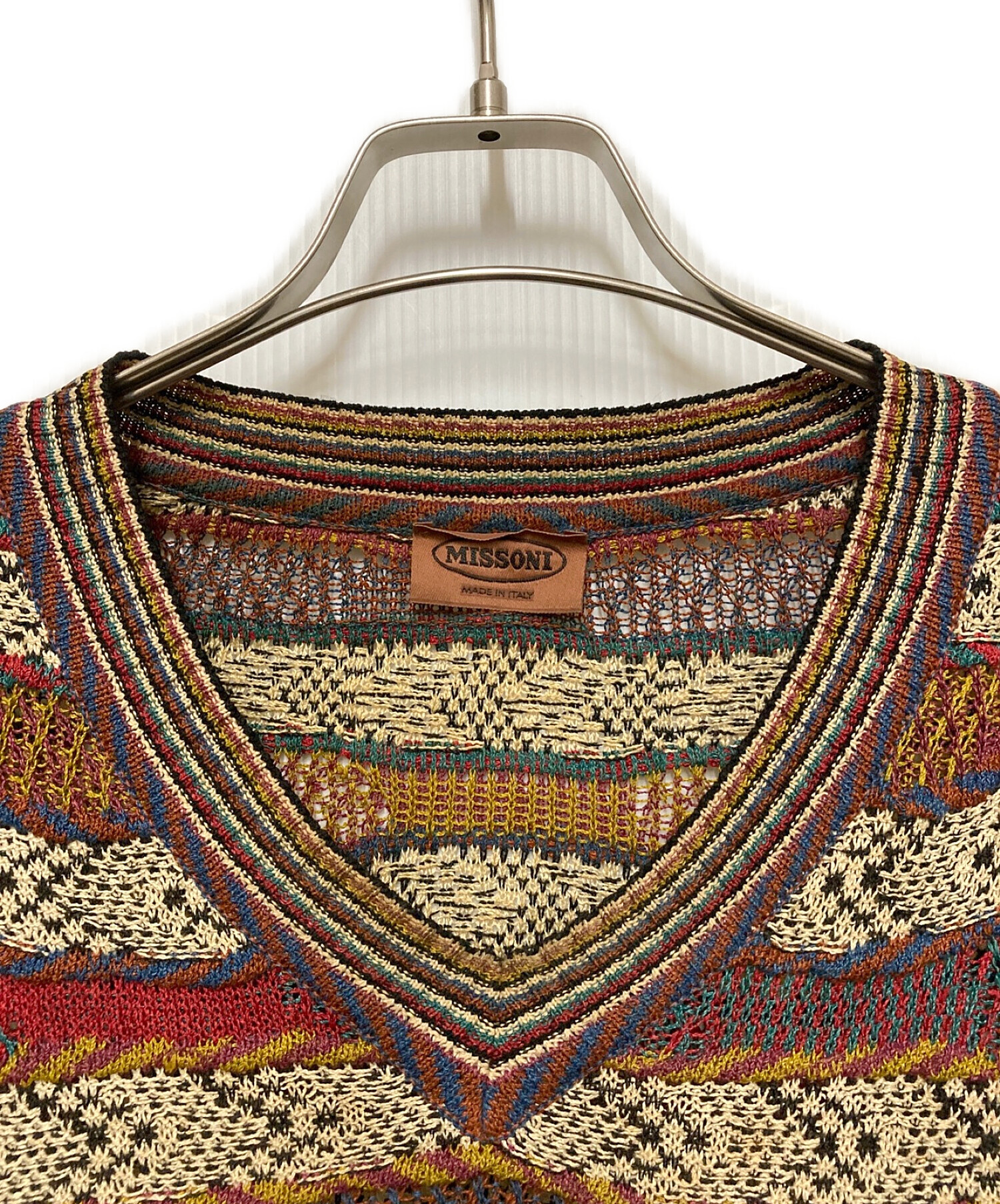 限定特価】 05T841 MISSONI 総柄 薄手 半袖 ニット Tシャツ トップス L