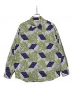 SOFTHYPHENソフトハイフン）の古着「PATTERNED OVER SIZED SHIRT」｜グリーン