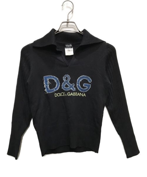 DOLCE & GABBANA（ドルチェ＆ガッバーナ）DOLCE & GABBANA (ドルチェ＆ガッバーナ) デニムロゴニット ブラック サイズ:Ⅼの古着・服飾アイテム