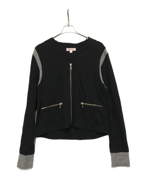 masu（エムエーエスユー）masu (エムエーエスユー) ZIP-UP NECK BAND CARDIGAN ブラック サイズ:48の古着・服飾アイテム