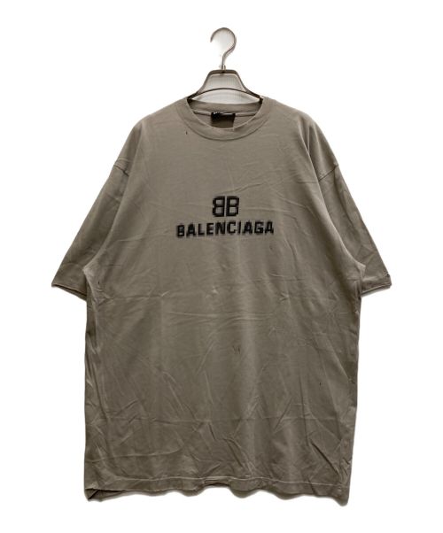 BALENCIAGA（バレンシアガ）BALENCIAGA (バレンシアガ) ダメージ加工ピクセルロゴTシャツ ブラウン サイズ:XXSの古着・服飾アイテム