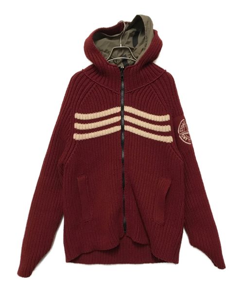 STONE ISLAND（ストーンアイランド）STONE ISLAND (ストーンアイランド) レイヤードニットジャケット レッド サイズ:Ⅿの古着・服飾アイテム