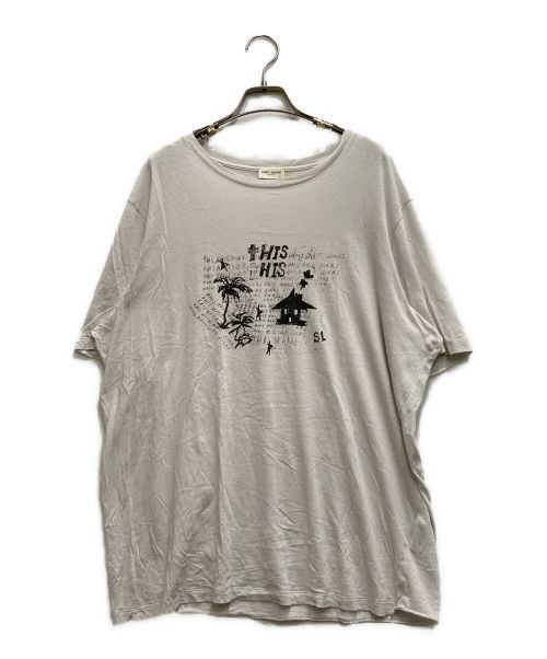 Saint Laurent Paris（サンローランパリ）Saint Laurent Paris (サンローランパリ) ダメージ加工Tシャツ ホワイト サイズ:Ⅼの古着・服飾アイテム