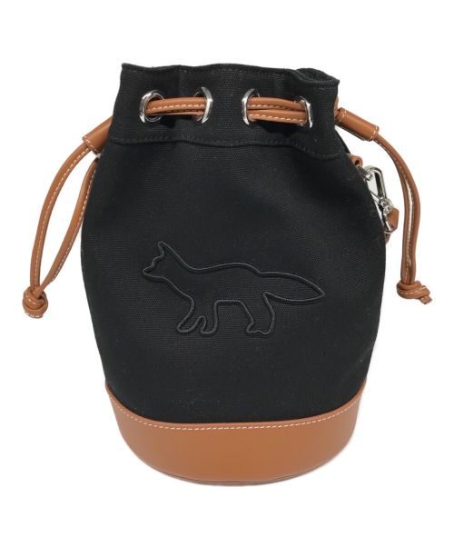 maison kitsune（メゾンキツネ）maison kitsune (メゾンキツネ) CONTOUR FOX BUCKET BAG ブラック サイズ:なしの古着・服飾アイテム